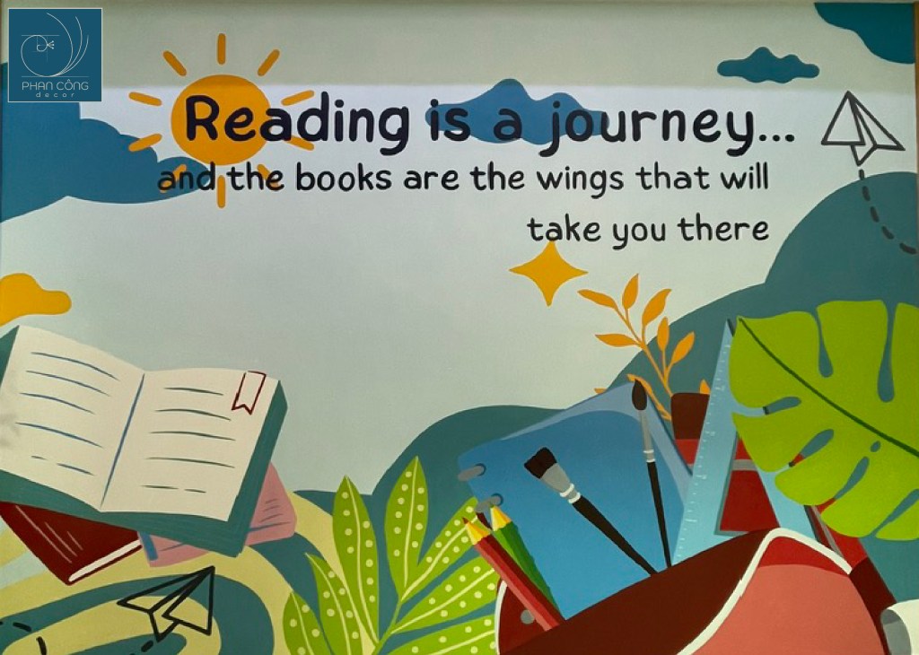 Mẫu tranh vẽ tường trung tâm tiếng anh đẹp tại PHAN CÔNG decor