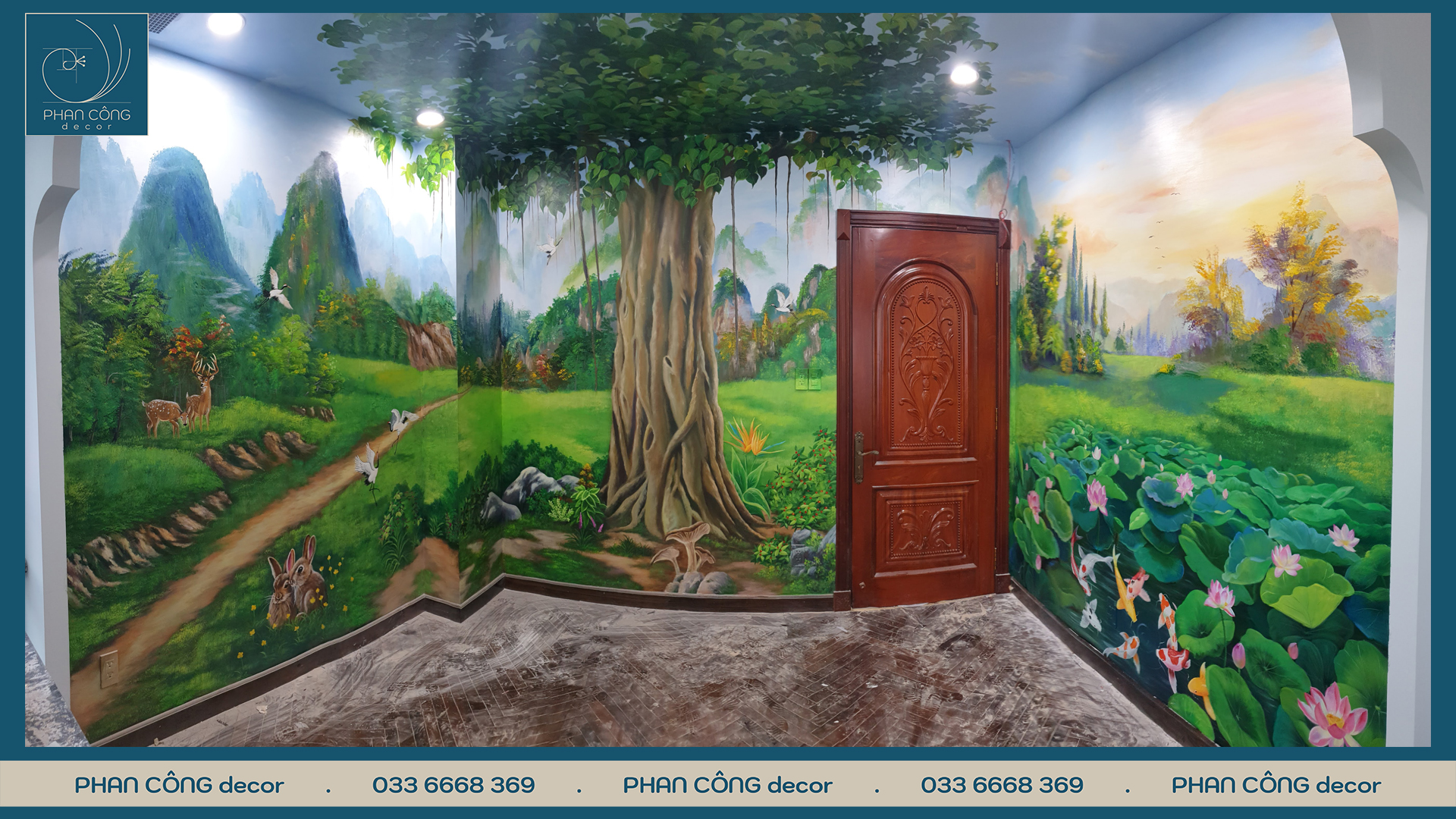 Mẫu vẽ tranh tường phòng thờ tại PHAN CÔNG decor | Mẫu 1