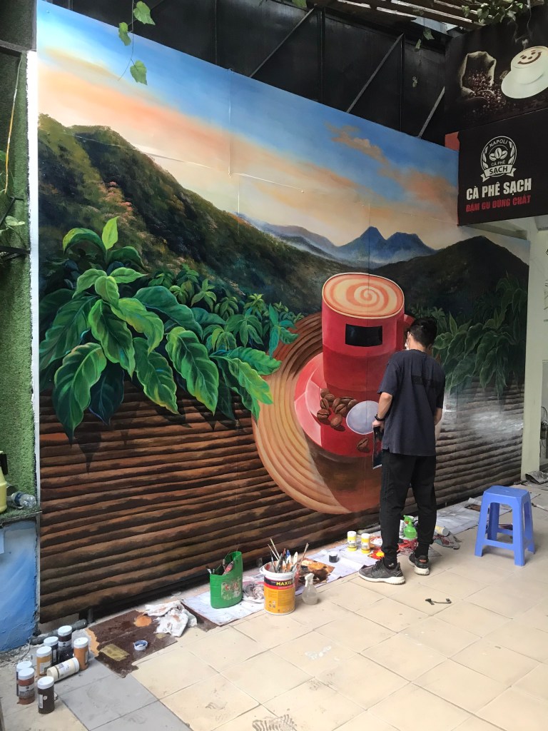 Mẫu vẽ tranh tường 3D cho quán cà phê, trà sữa | Mẫu 2