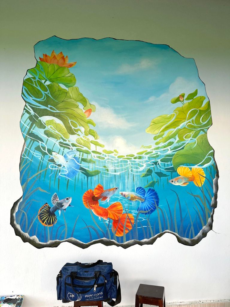 Mẫu tranh tường 3D ảo giác cho sàn và tường