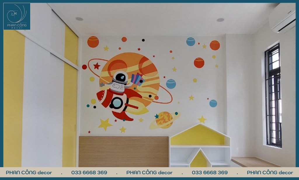 Mẫu tranh tường phòng ngủ hoạt hình cho bé | Mẫu 2