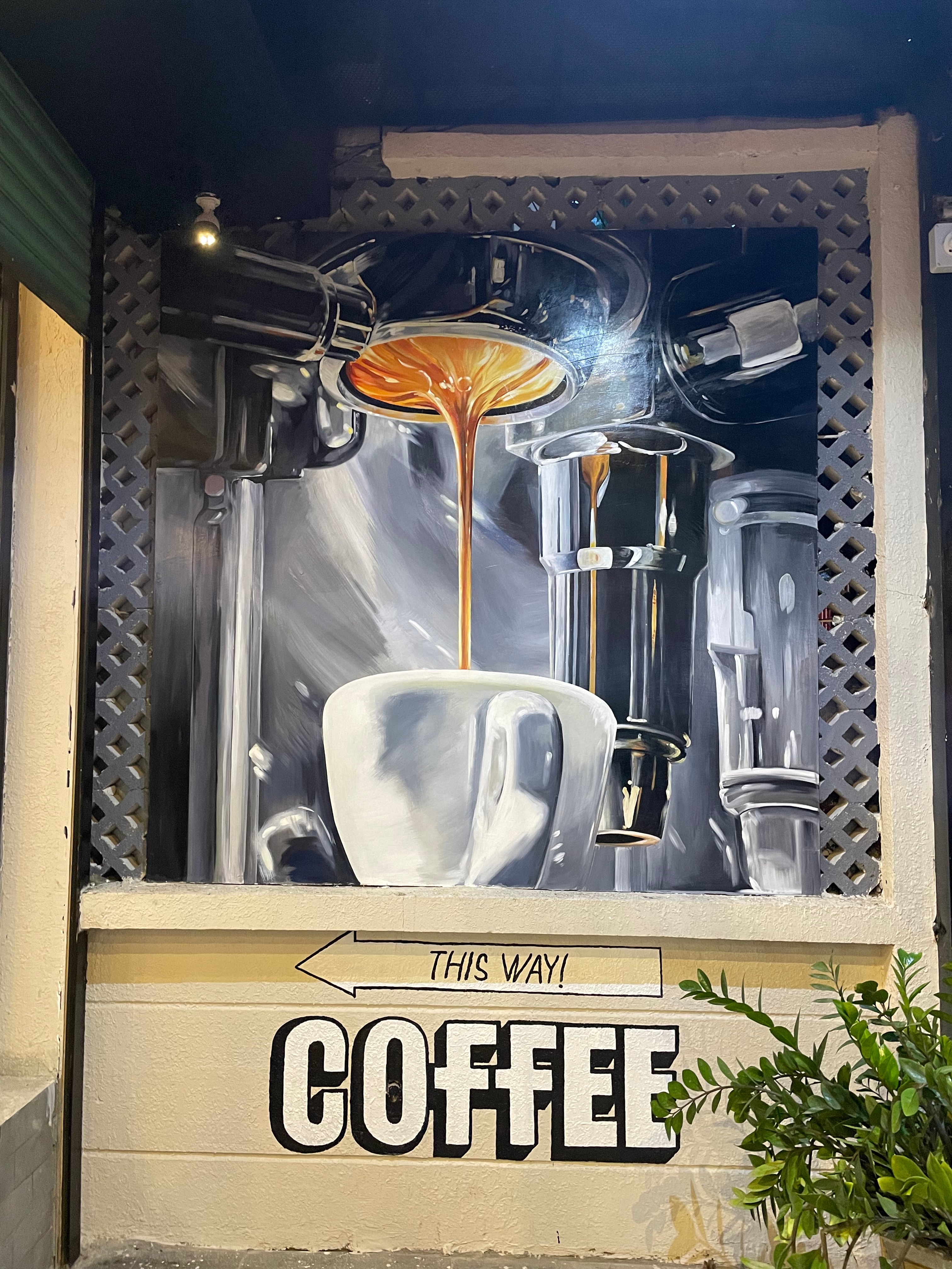 Mẫu tranh vẽ tường đẹp trong kinh doanh quán cafe