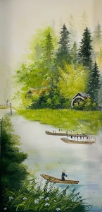 Họa sĩ PHAN CÔNG decor vẽ tranh tường thiên nhiên xanh mát