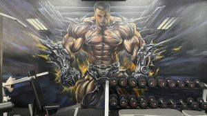 Mẫu vẽ Tranh tường phòng gym phong cách thể thao mạnh mẽ - 3