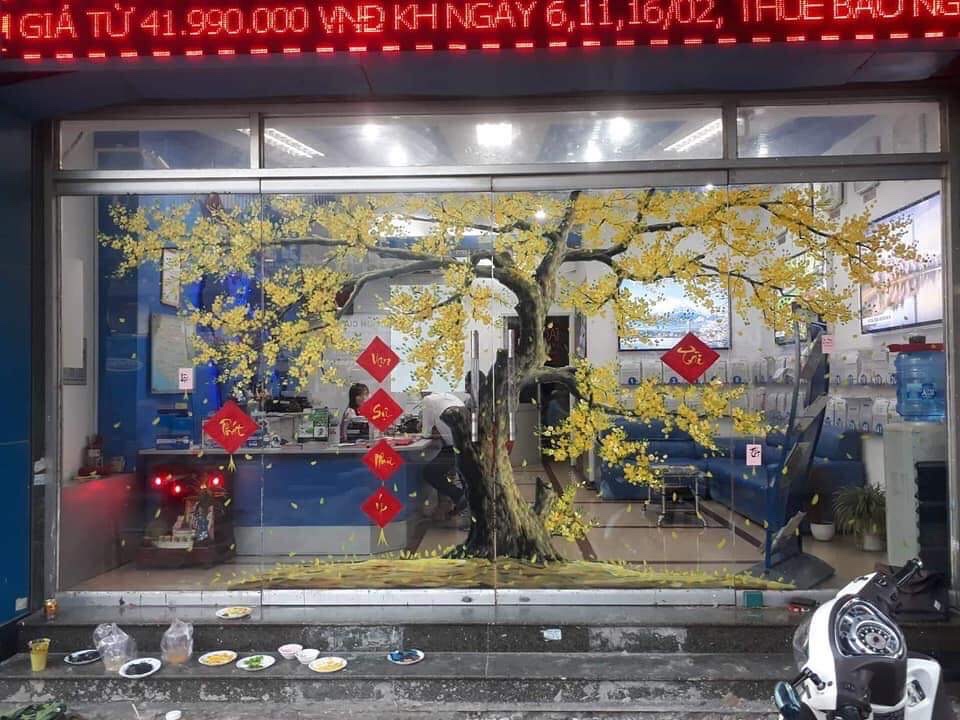 Mẫu tranh trang trí kính Tết đã thực hiện tại PHAN CÔNG decor | Mẫu 4