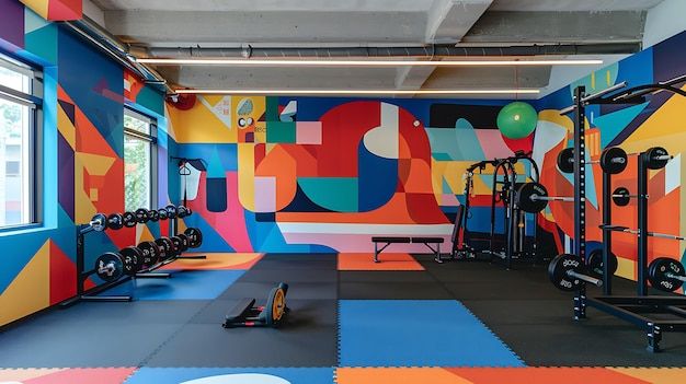 Mẫu vẽ tranh tường phòng Gym theo nghệ thuật trừu tượng | Mẫu 1