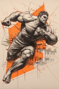 Mẫu vẽ Tranh tường phòng gym phong cách thể thao mạnh mẽ