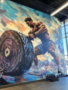Mẫu vẽ tranh tường phòng Gym phong cách chân thực – 3D - 3