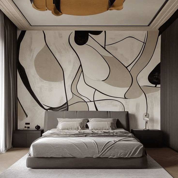 Mẫu tranh tường phòng ngủ nghệ thuật trừu tượng | Mẫu 1