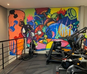 Mẫu vẽ tranh tường phòng Gym theo nghệ thuật trừu tượng - 2