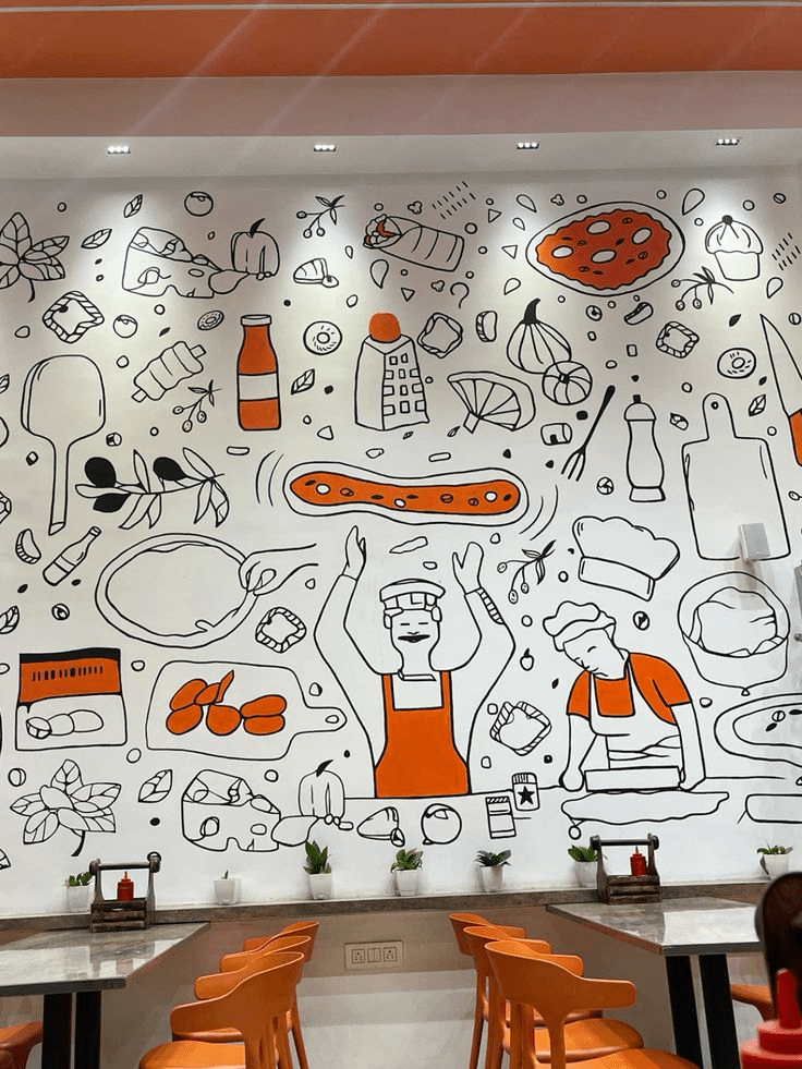 Mẫu vẽ tranh tường nhà hàng | Mẫu tranh cho nhà hàng gia đình 2