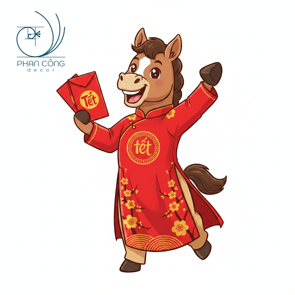 Mẫu Tranh Ngựa Tết Bính Ngọ 2026 Dễ Thương, Ý&nbsp;Nghĩa