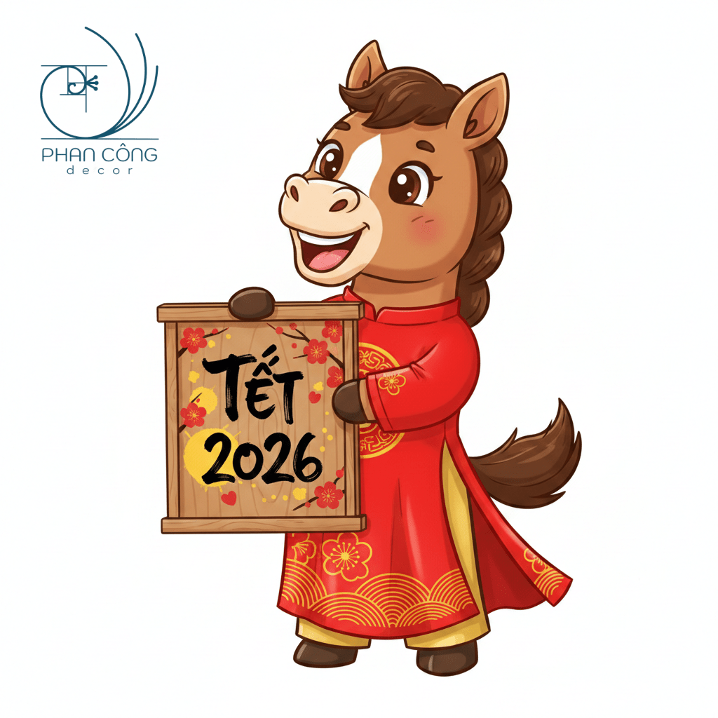 Mẫu Ngựa cầm bảng câu chúc Tết | Mẫu 3