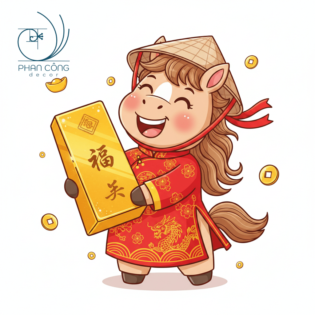 Mẫu Ngựa ôm thỏi vàng | Mẫu 2