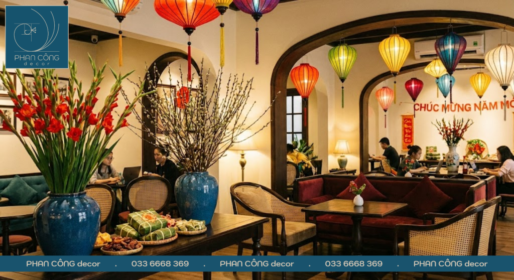 Bí quyết trang trí Tết quán Cafe 2026 đẹp & độc&nbsp;đáo