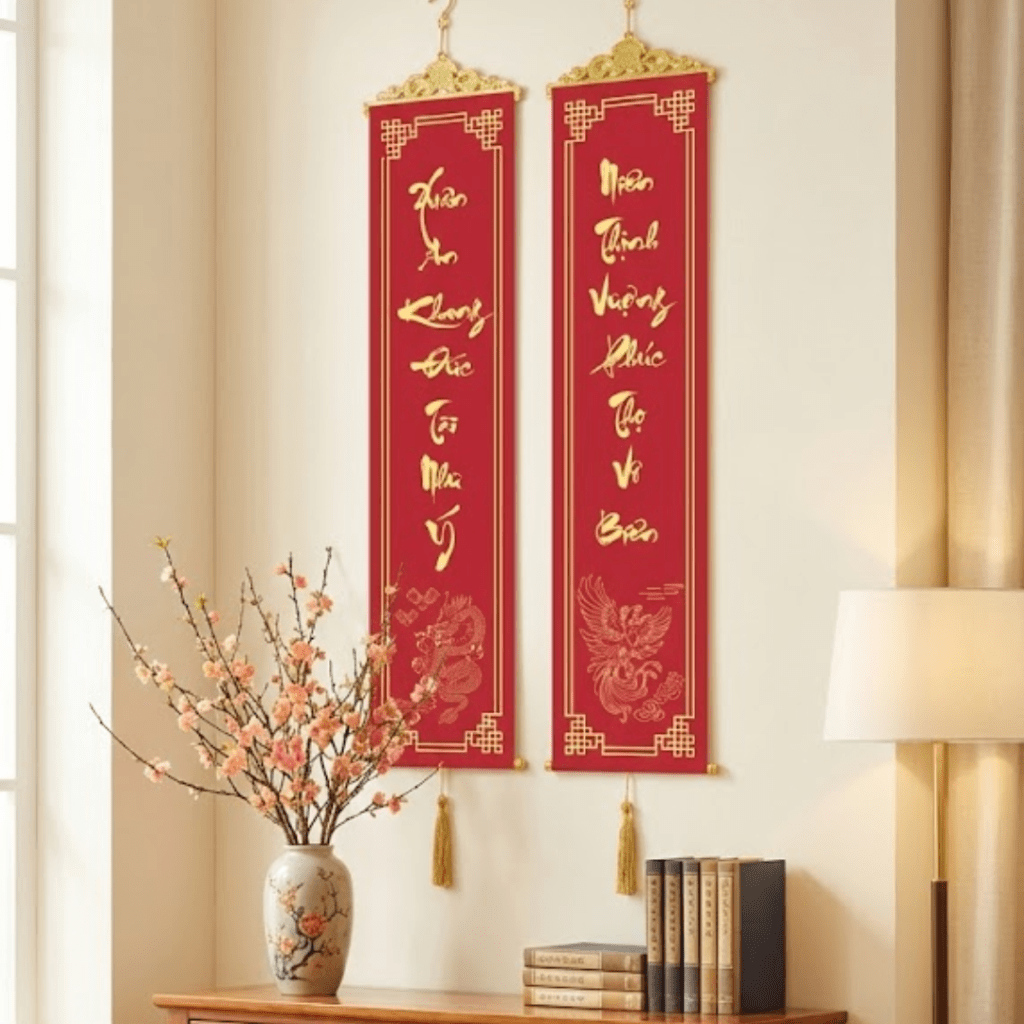Liễn treo tường trang trí Tết tại PHAN CÔNG decor