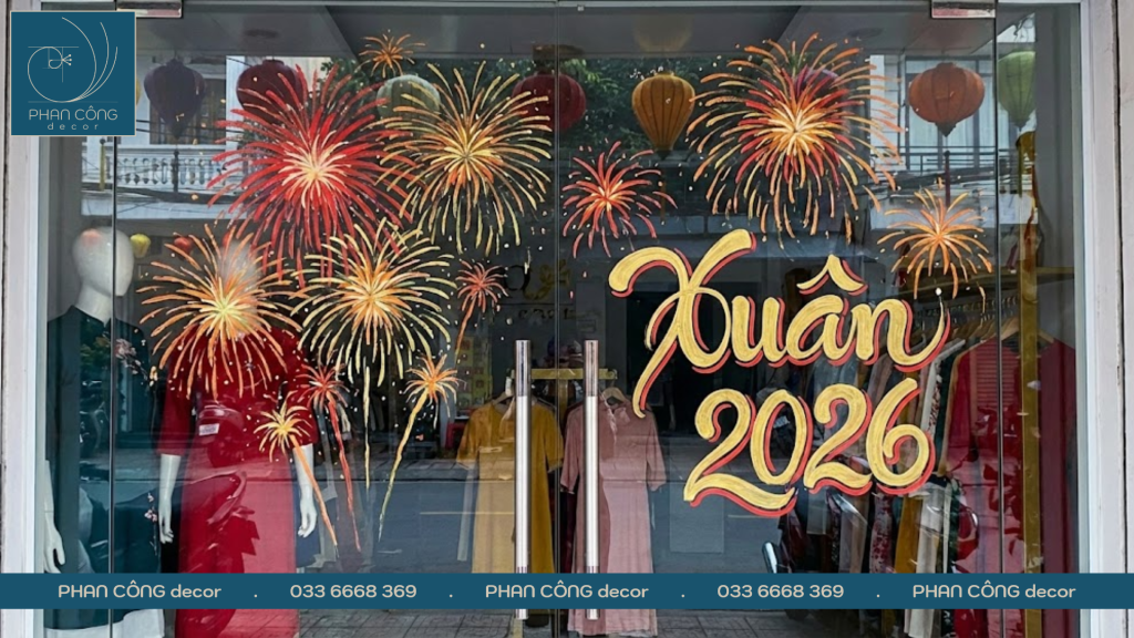 Mẫu tranh pháo hoa ngày Tết | Tranh kính Tết&nbsp;2026