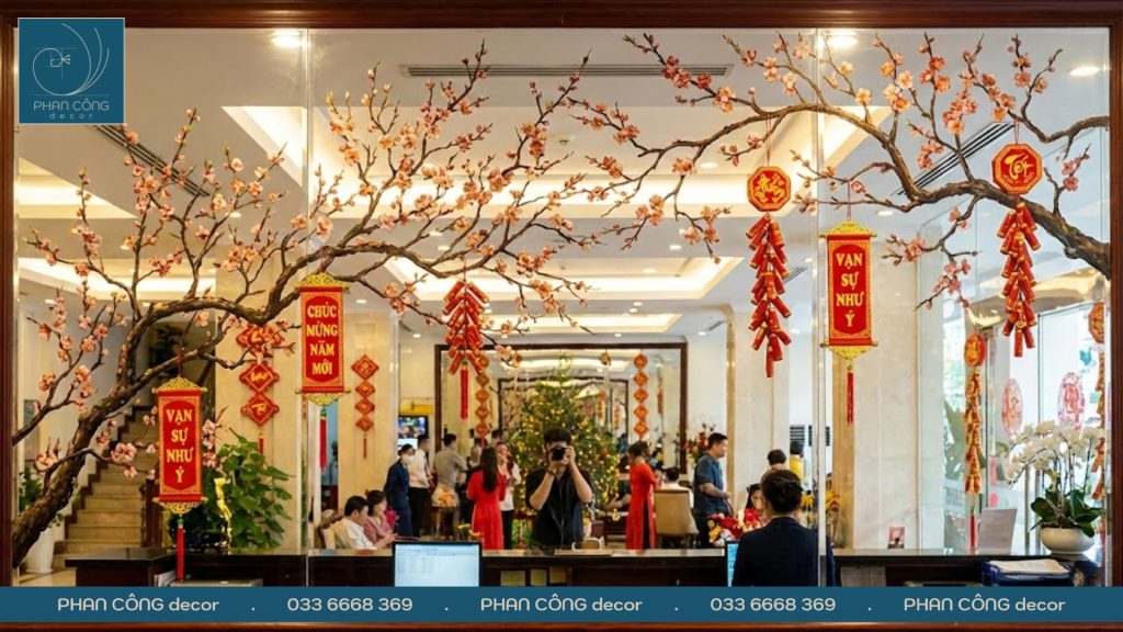 Mẫu vẽ tranh kính hoa đào tại PHAN CÔNG decor