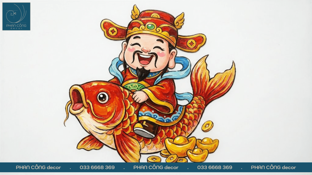 Mẫu tranh thần tài phong cách dễ thương tại PHAN CÔNG decor | Mẫu 1