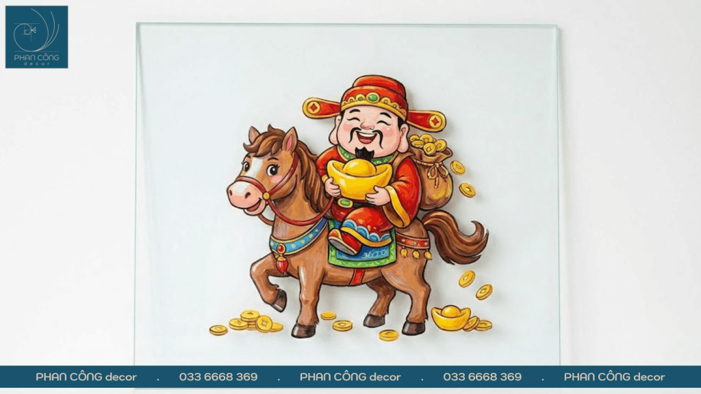 Mẫu tranh về hình ảnh ông thần tài kết hợp với linh vật năm tại PHAN CÔNG decor​