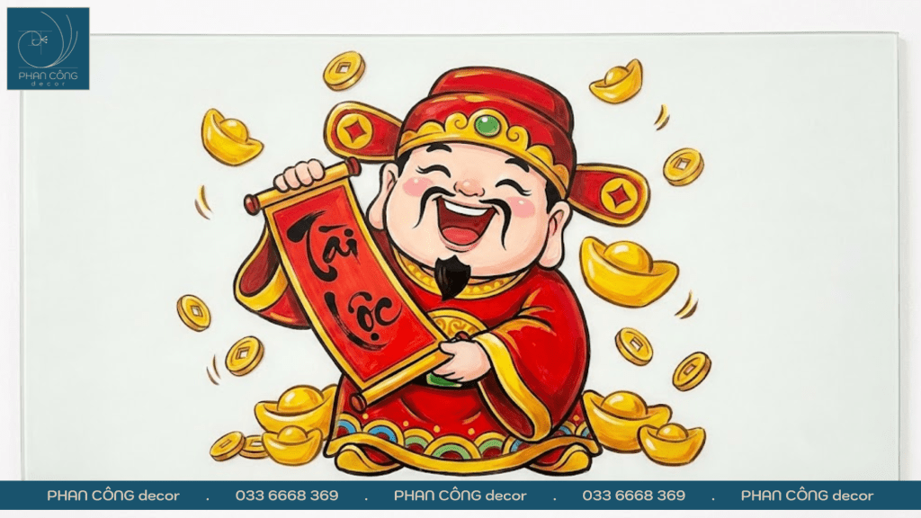 Mẫu tranh thần tài phong cách dễ thương tại PHAN CÔNG decor | Mẫu 2