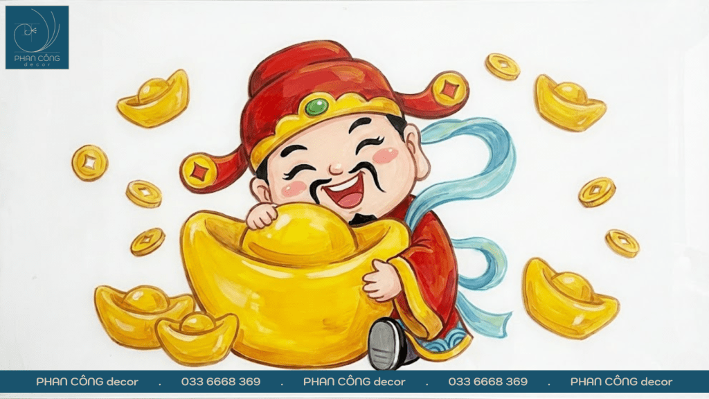 Mẫu tranh thần tài phong cách dễ thương tại PHAN CÔNG decor | Mẫu 3