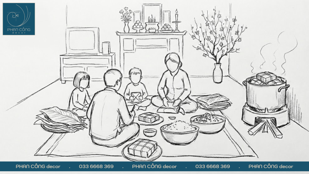 Cách vẽ tranh ngày Tết đơn giản mà đẹp với bố cục đơn giản