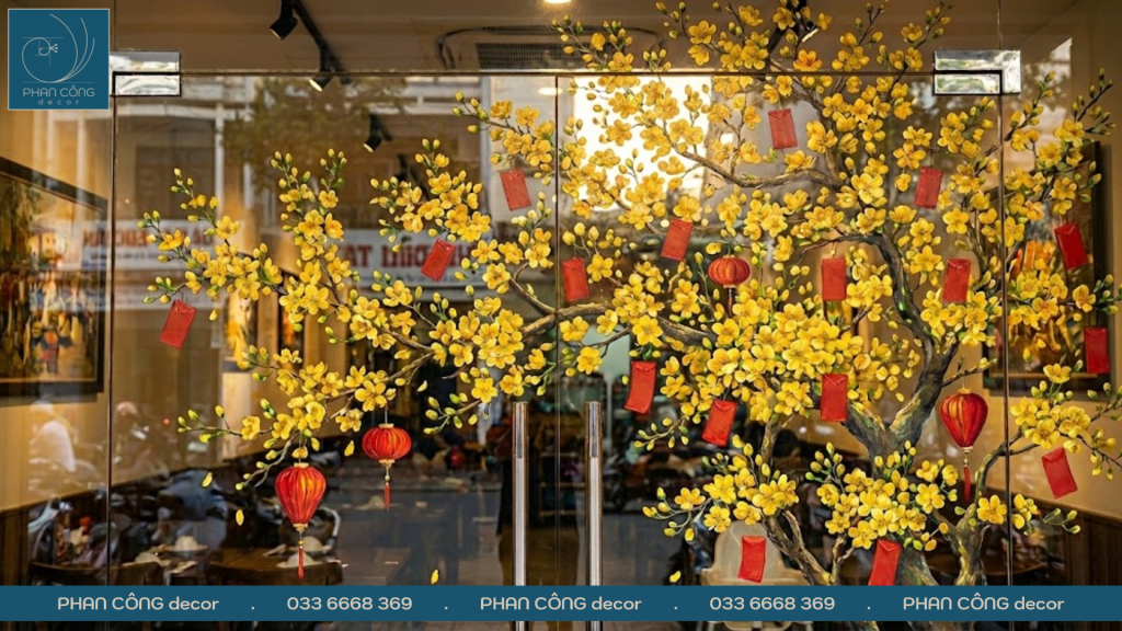 Mẫu Vẽ Tranh Kính Tết 2026 Đẹp & Hút Khách