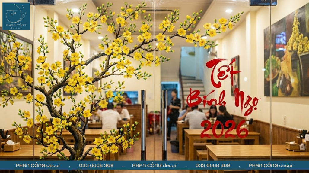 Mẫu vẽ tranh kính Tết đẹp và độc đáo tại PHAN CÔNG decor