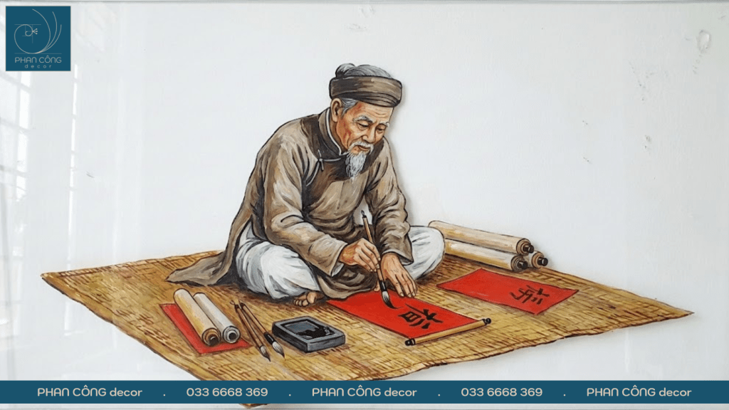 Mẫu tranh vẽ ông đồ ngày Tết tại PHAN CÔNG decor | Mẫu 2