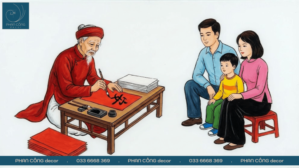 Mẫu tranh vẽ ông đồ ngày Tết cho nhà ở tại PHAN CÔNG decor | Mẫu 2