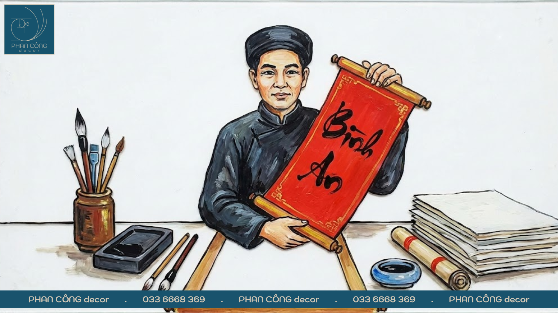 Tranh Vẽ Ông Đồ Ngày Tết​ Đẹp | Tranh Kính Tết 2026