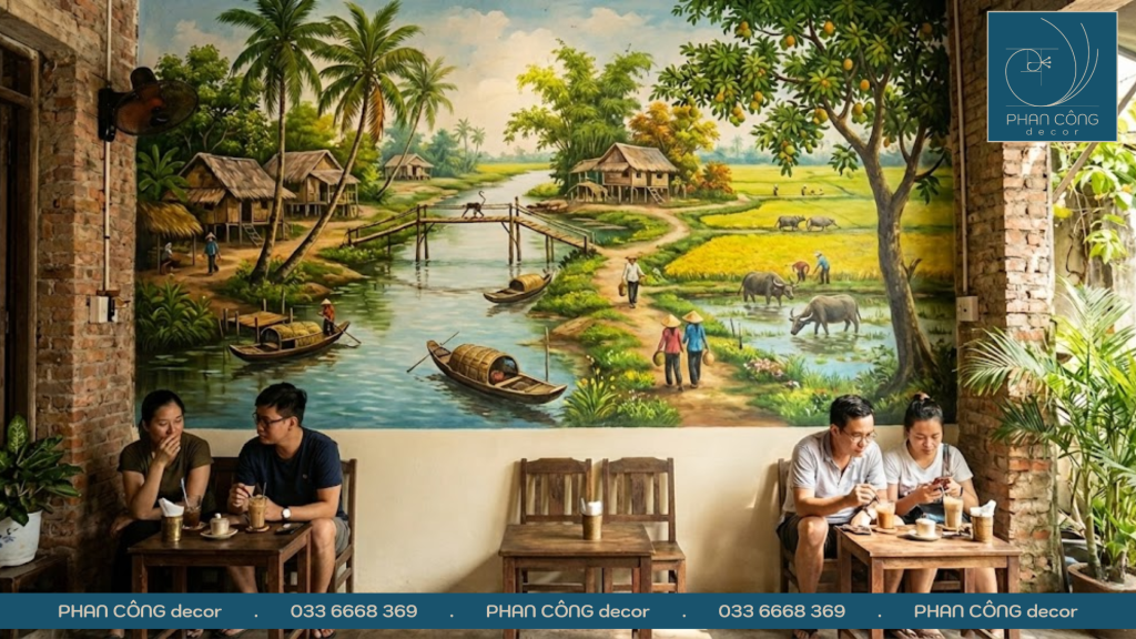 Mẫu vẽ tranh tường đồng quê đẹp nhất 2026 tại PHAN CÔNG decor