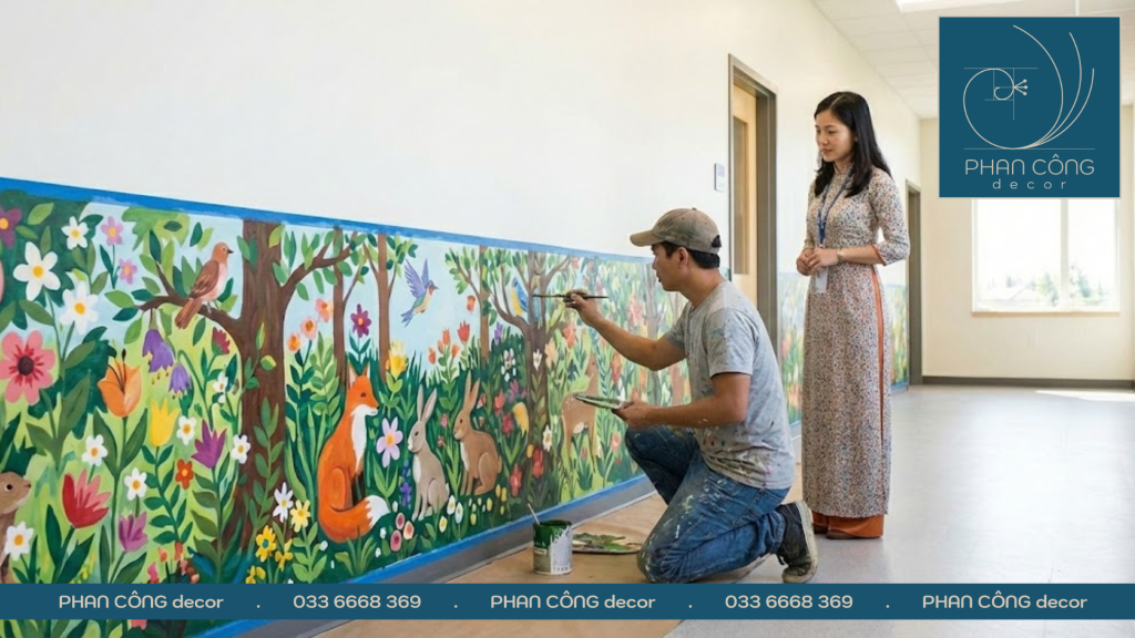 Mẫu tranh vẽ chân tường mầm non tại PHAN CÔNG decor