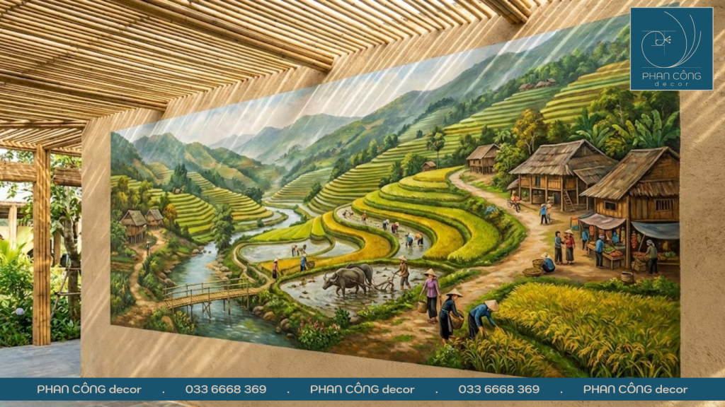 Mẫu vẽ tranh tường đồng quê đẹp nhất&nbsp;2026