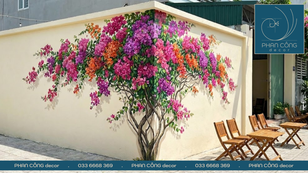 Mẫu vẽ tranh tường hoa giấy tại PHAN CÔNG decor