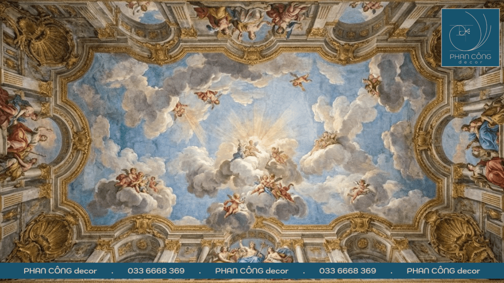 Tại sao nên chọn vẽ trần mây phòng khách?