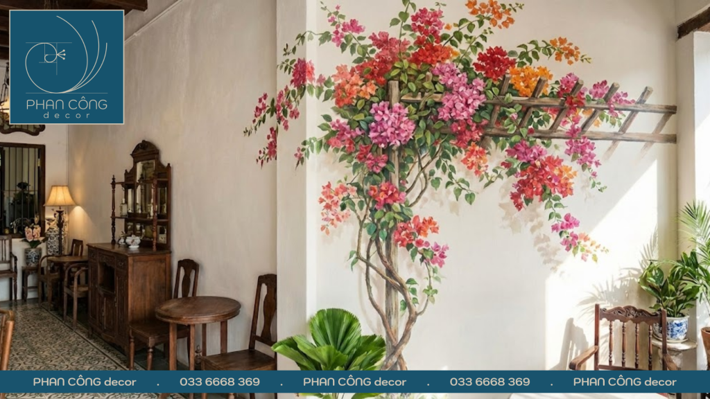 Mẫu Vẽ Tranh Tường Hoa Giấy Đẹp Và Siêu&nbsp;Hot