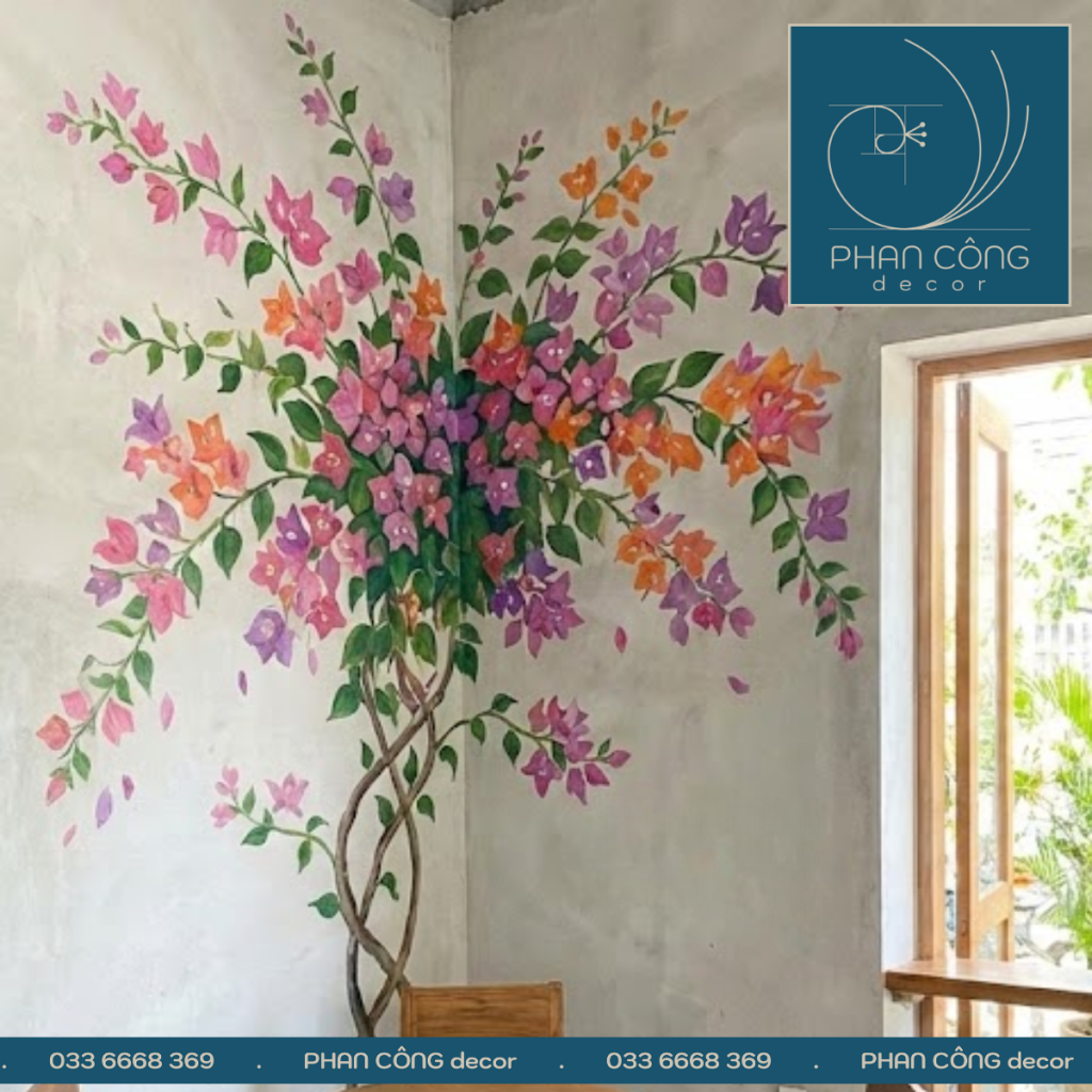Dịch vụ vẽ tranh tường hoa giấy tại PHAN CÔNG decor