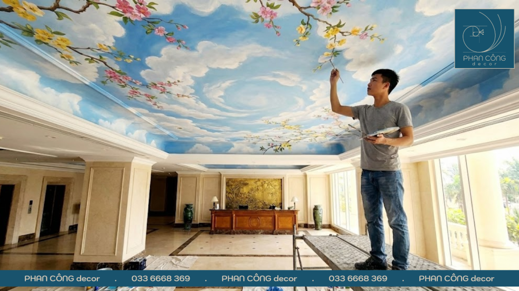 Quy trình thực hiện tranh trần mây chuyên nghiệp tại PHAN CÔNG decor
