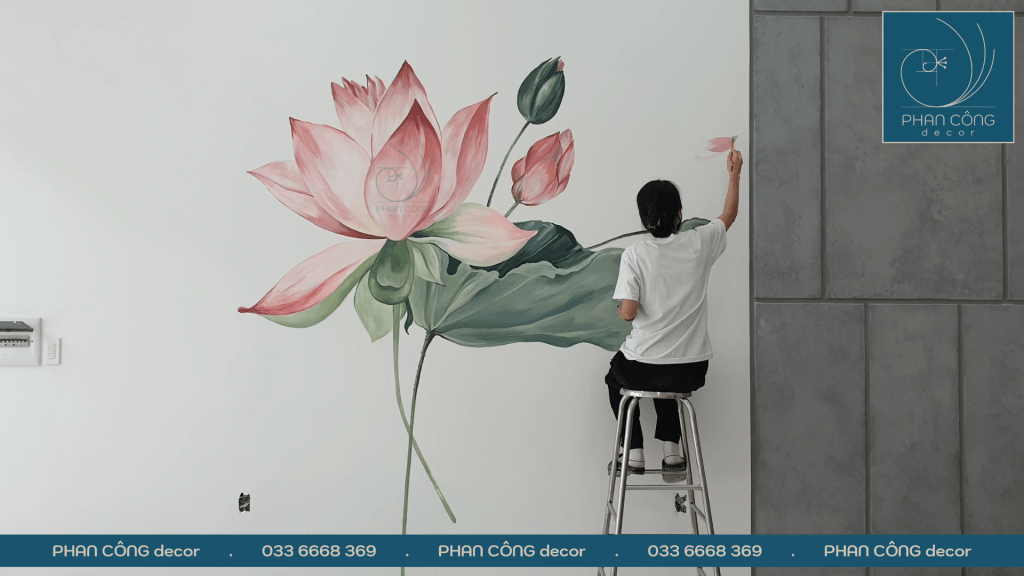 Các Mẫu Vẽ Tranh Tường Hoa Sen Xu Hướng&nbsp;2026