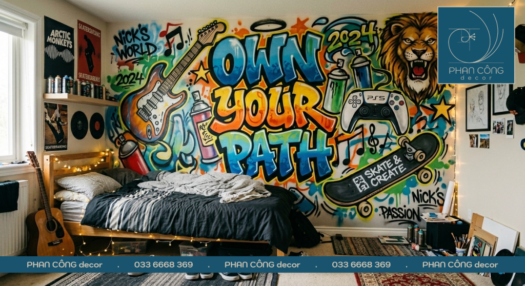 Mẫu vẽ trang tường graffiti cho không gian cá nhân 