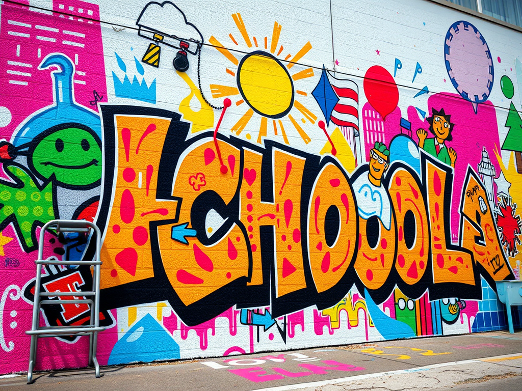 Mẫu vẽ tranh tường graffiti trong văn phòng và trường học